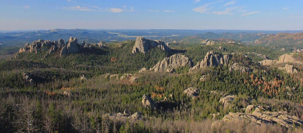 View of the Black Hills National Forest from the top of Harney Peak